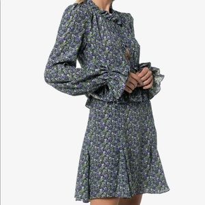 Les Reveries Ruffled Floral Mini Dress